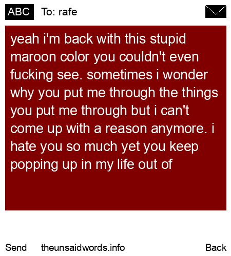 unsent message to rafe