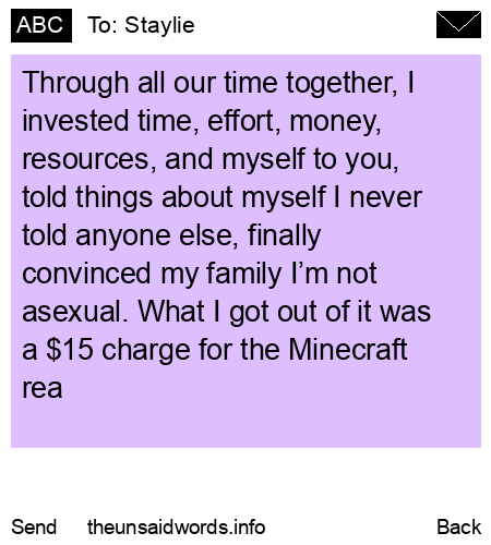unsent message to Staylie
