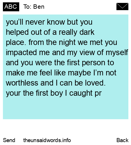 unsent message to Ben