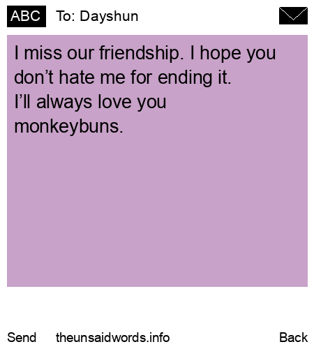 unsent message to Dayshun