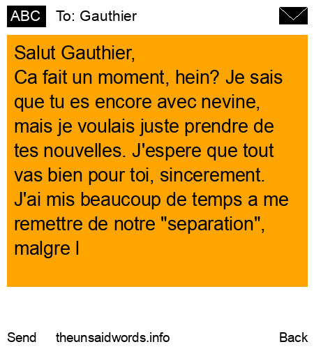 unsent message to Gauthier