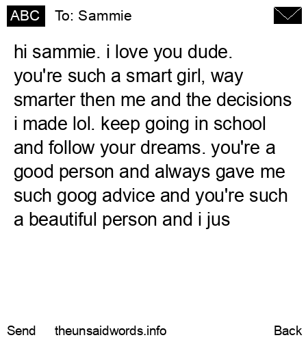 unsent message to Sammie