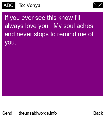 unsent message to Vonya