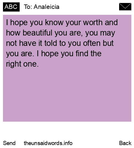 unsent message to Analeicia