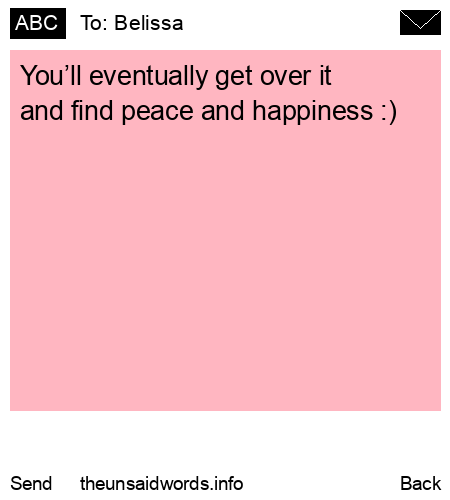 unsent message to Belissa