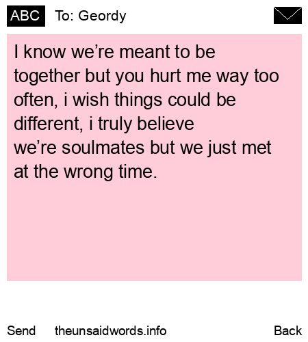 unsent message to Geordy