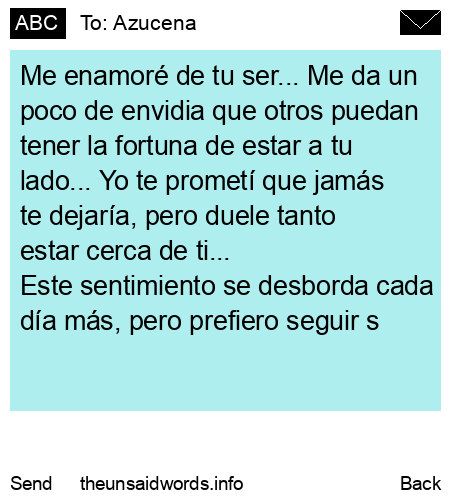 unsent message to Azucena