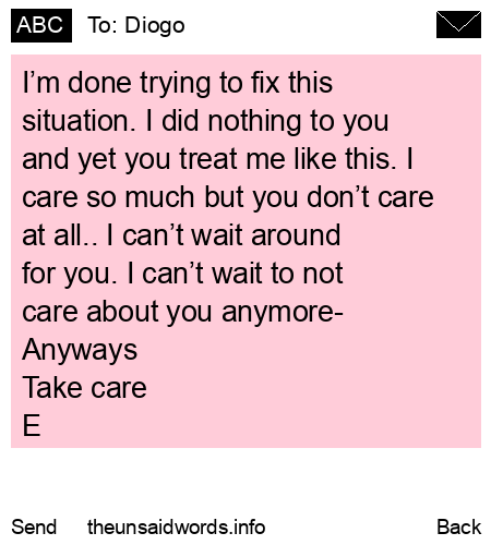 unsent message to Diogo