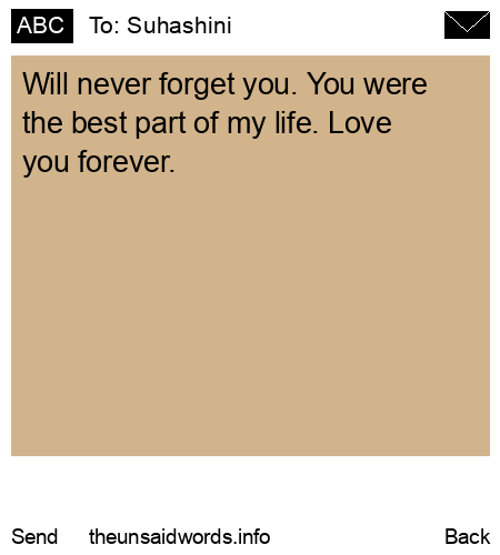 unsent message to Suhashini