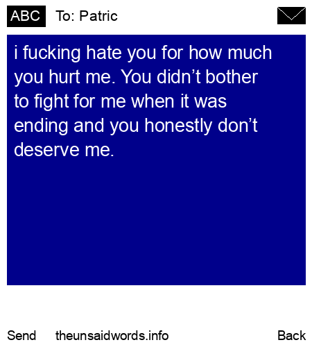 unsent message to Patric