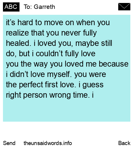 unsent message to Garreth