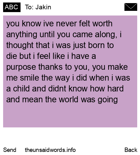 unsent message to Jakin