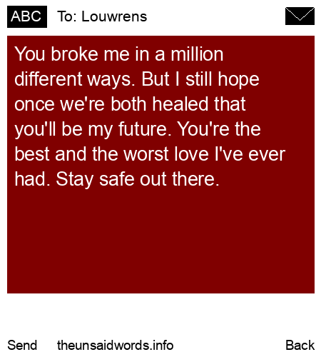 unsent message to Louwrens