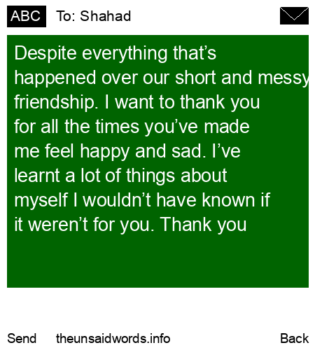 unsent message to Shahad