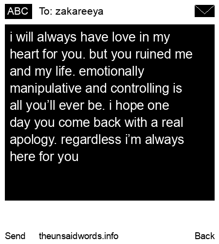 unsent message to zakareeya