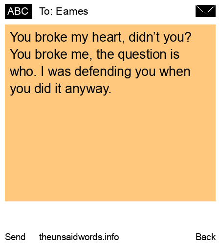 unsent message to Eames