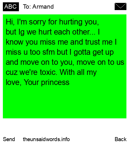 unsent message to Armand