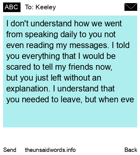 unsent message to Keeley