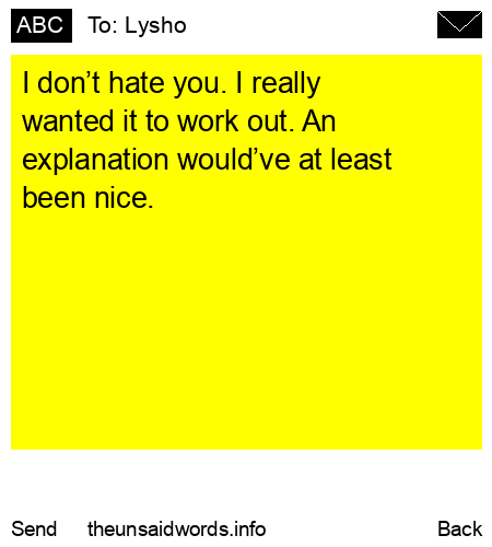 unsent message to Lysho