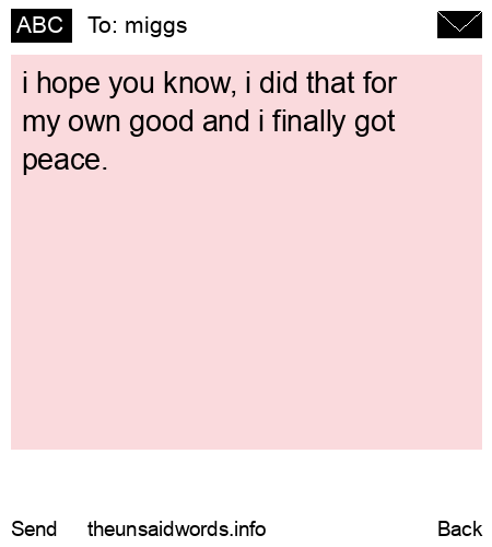 unsent message to miggs