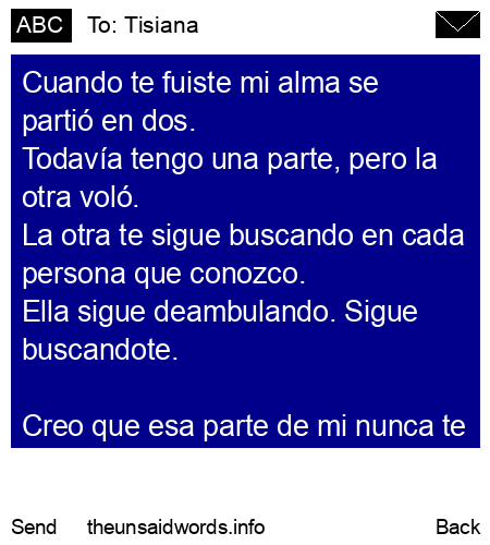 unsent message to Tisiana