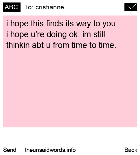 unsent message to cristianne