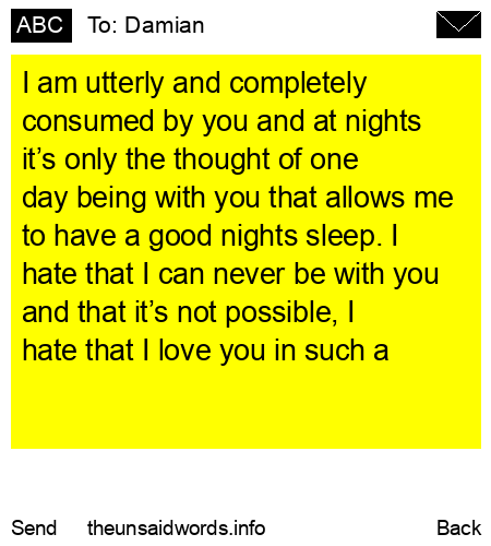 unsent message to Damian