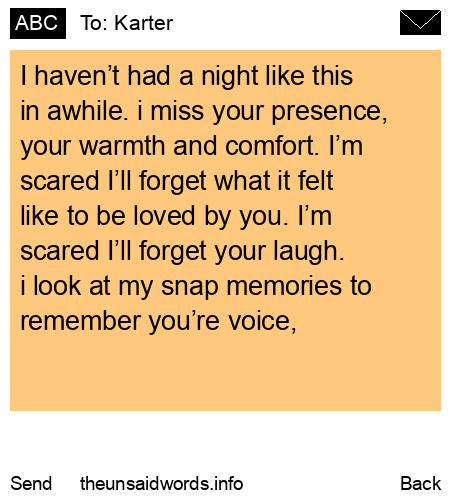 unsent message to Karter