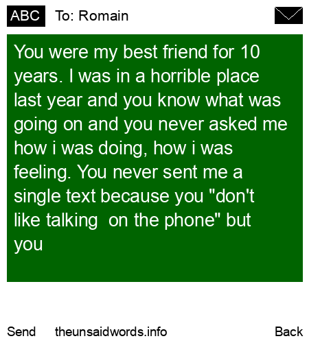 unsent message to Romain