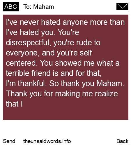 unsent message to Maham
