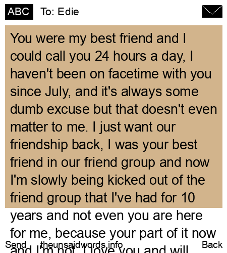unsent message to Edie
