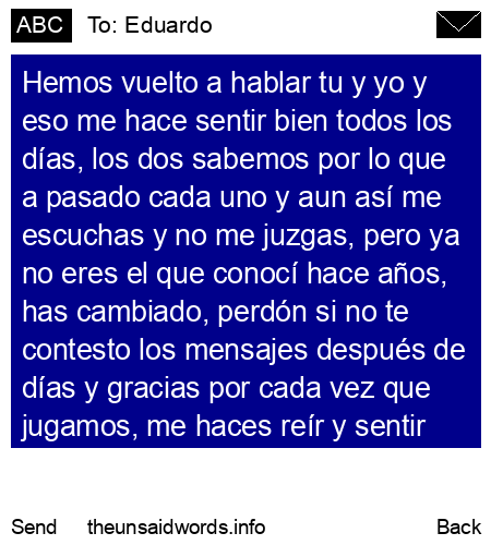 unsent message to Eduardo