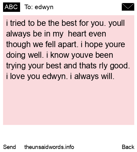 unsent message to edwyn