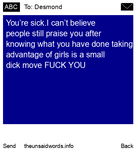 unsent message to Desmond