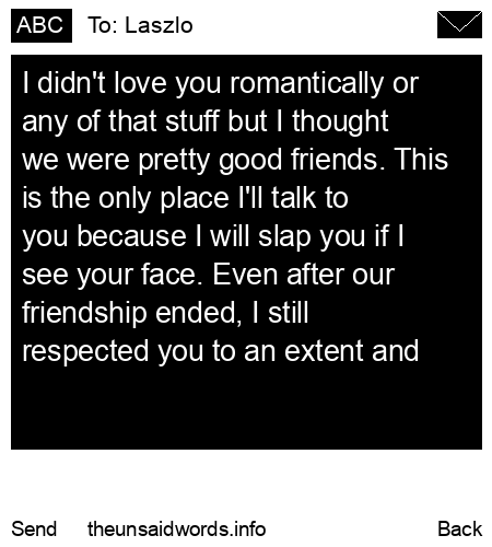 unsent message to Laszlo