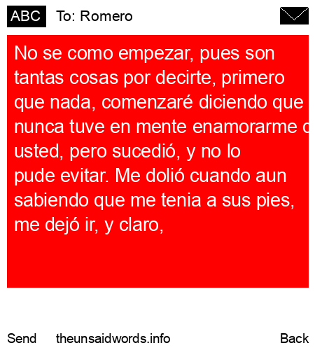 unsent message to Romero
