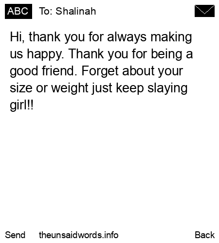 unsent message to Shalinah