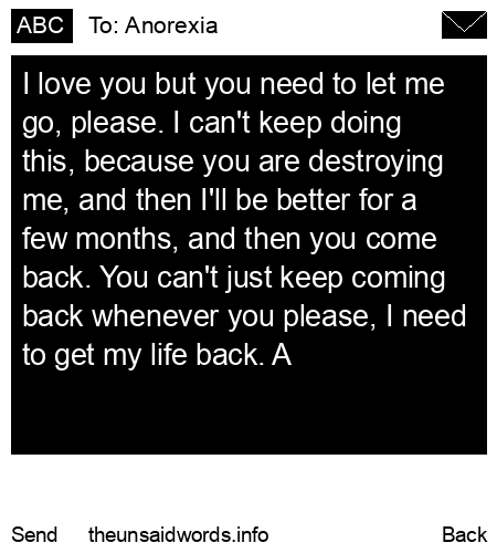 unsent message to Anorexia