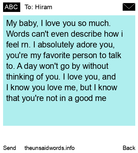 unsent message to Hiram