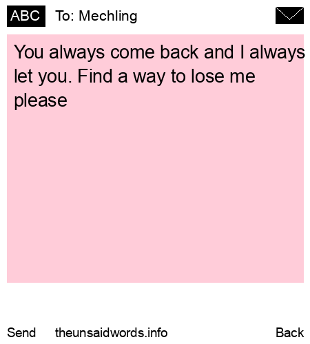 unsent message to Mechling 
