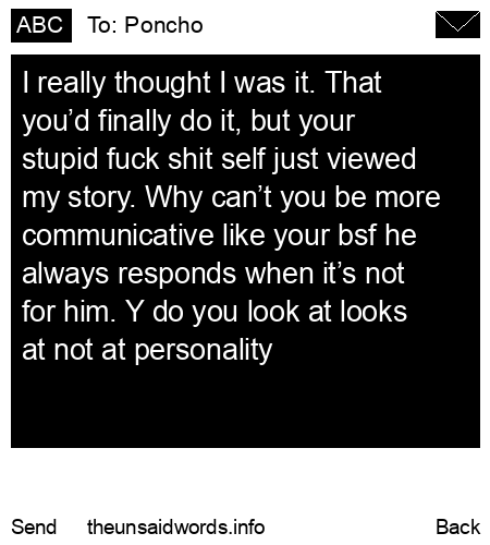 unsent message to Poncho