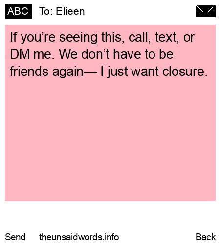 unsent message to Elieen