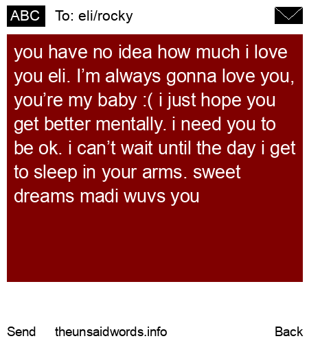 unsent message to eli/rocky