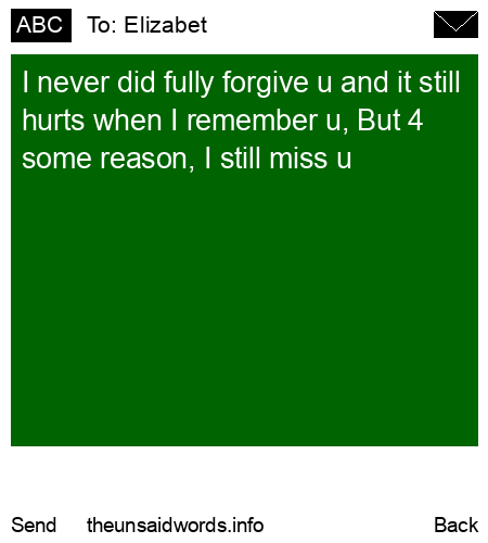 unsent message to Elizabet