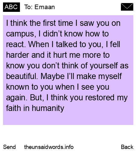 unsent message to Emaan