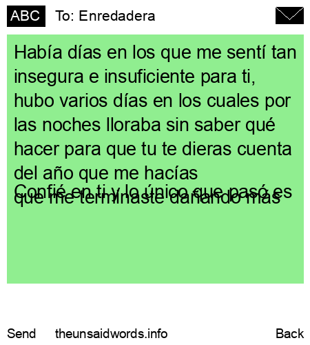 unsent message to Enredadera