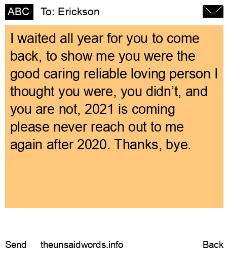 unsent message to Erickson