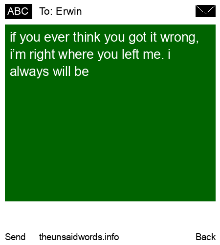 unsent message to Erwin