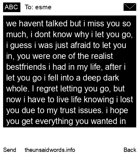 unsent message to esme