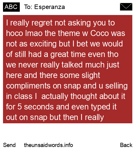unsent message to Esperanza